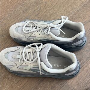 Yeezy Light Gray and Dark Gray Sneakers